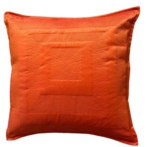 Orange accent throw pillow, Bed by Conrad Collection.